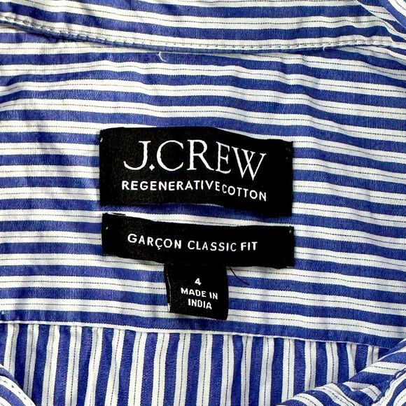 J. Crew Garcon Classic Womens Striped Shirt 4 Blue White Long Sleeve Button Up - Picture 10 of 11